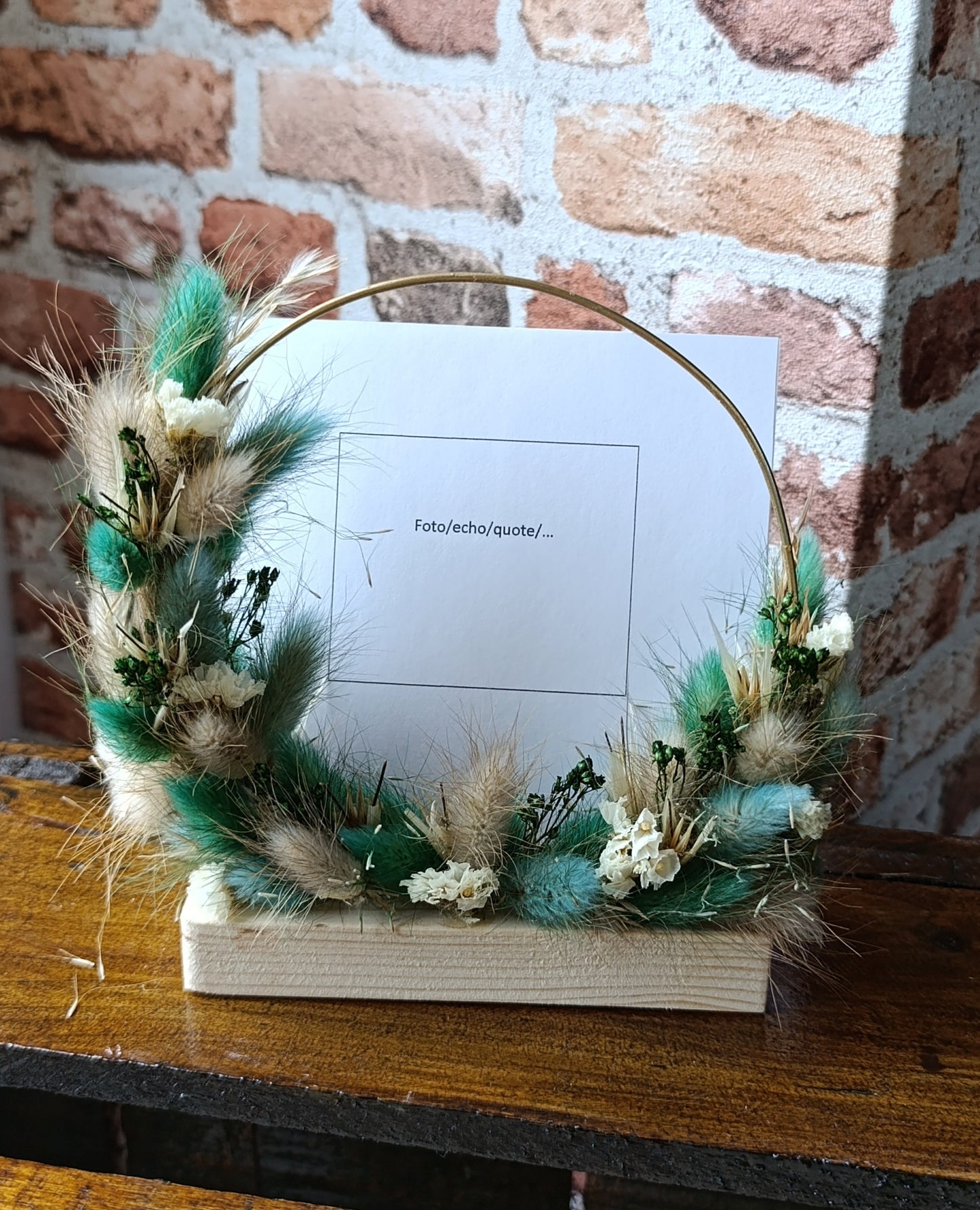 Flowerhoop cirkel met droogbloemen groen