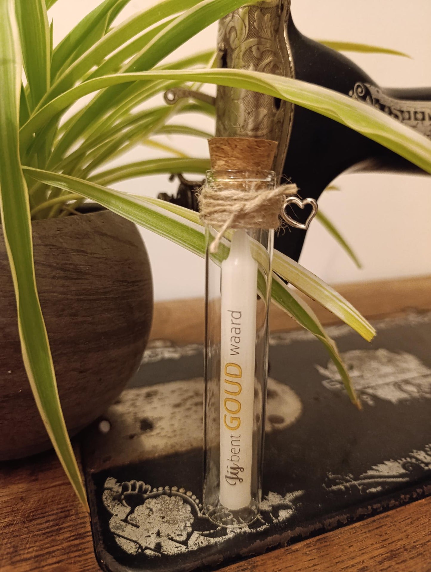 Kaars in glazen buisje 'Jij bent GOUD waard'