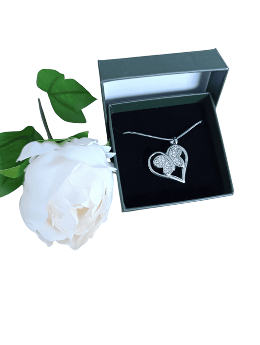 Memorial ketting ashouder kristallen vlinder hart