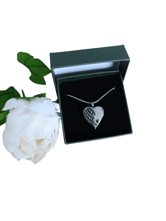 Memorial ketting ashouder hart engelvleugel