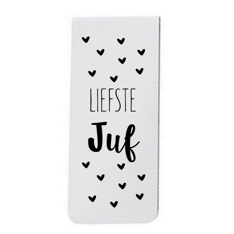 Bladwijzer in cadeaukaartje 'Liefste juf'