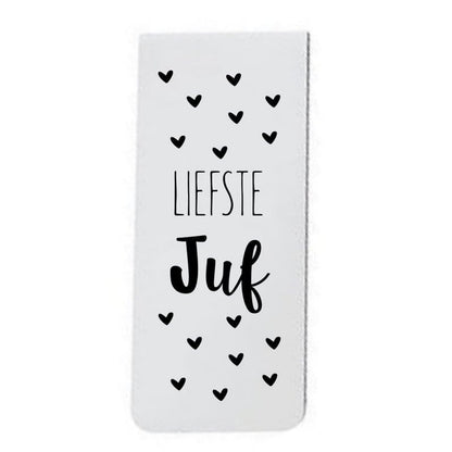 Bladwijzer in cadeaukaartje 'Liefste juf'