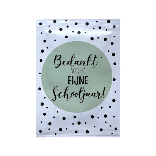 Zakje bloemzaadjes vergeet me nietjes 'Bedankt voor het fijne schooljaar'
