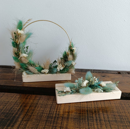Flowerhoop cirkel met droogbloemen groen