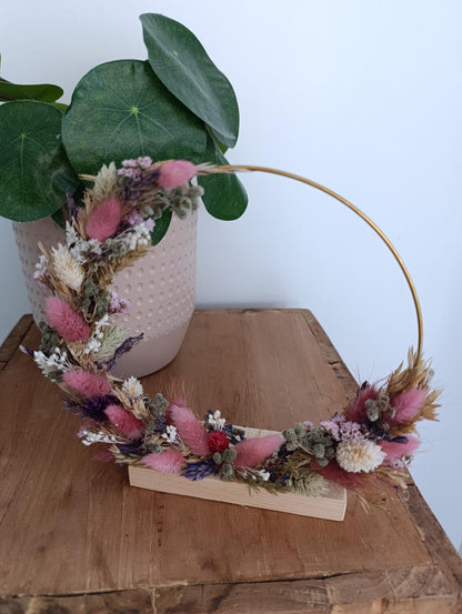 Flowerhoop cirkel met droogbloemen Roselle 17cm