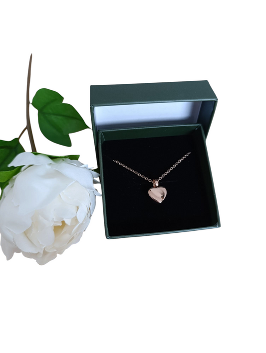 Memorial ketting ashouder mini hart roségoud