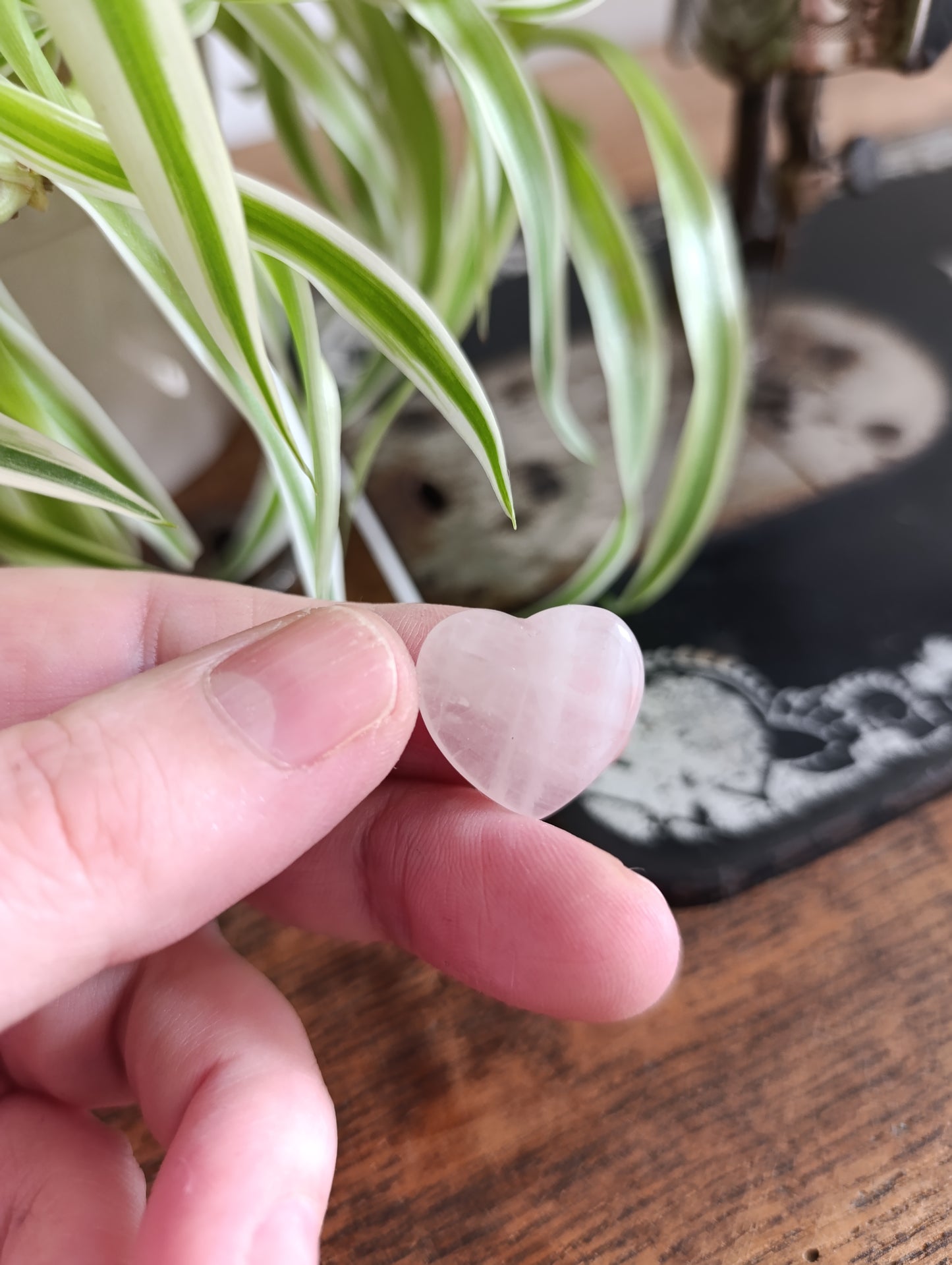 Houten doosje met rozenkwarts hartje